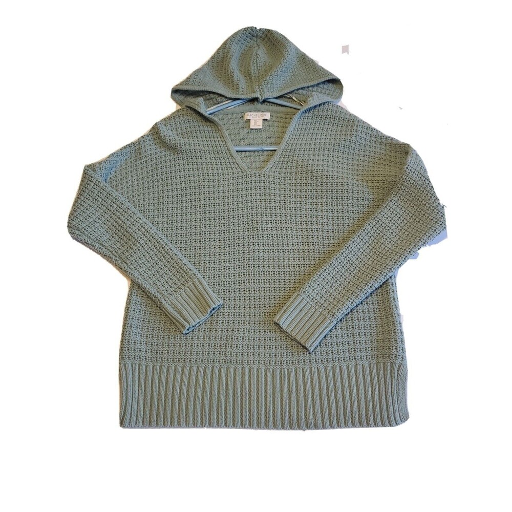 Womens Heavy Weight Sweater Small Hooded Ribbed Hem Casual Pullover Rachel & Zoe